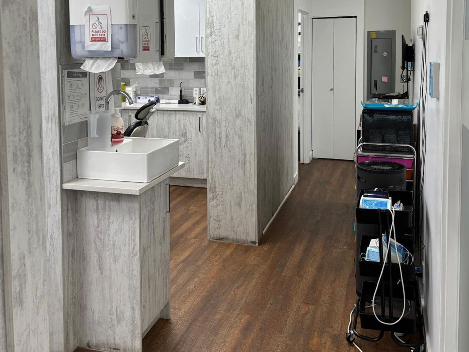 Treatment area and hallway inside the Martindale Smiles dental office